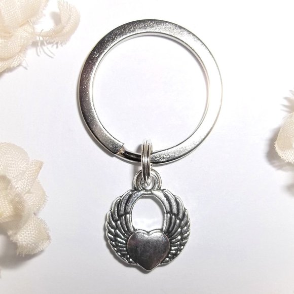 Heart Projects "I Have An Angel In Heaven I Call Her Mom" Keychain - Stainless Steel Memorial Gift With Angel Wings